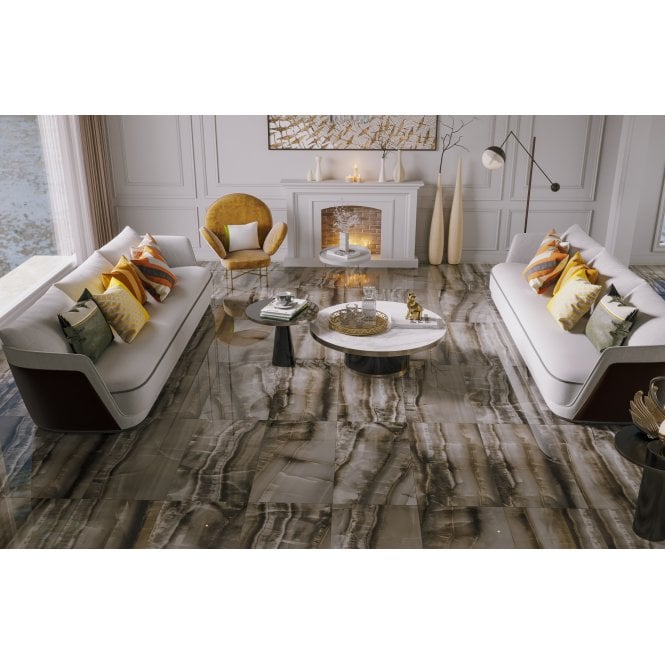 Sevilla Graphite Polished 42.7cm x 86.2cm Wall & Floor Tile