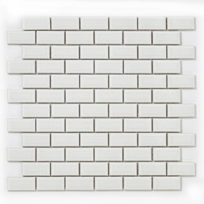 Shapes Mini Metro Bevelled Gloss White 30cm x 30cm (2.3cm x 4.8cm) Mosaic Tile