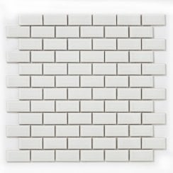 Shapes Mini Metro Bevelled Gloss White 30cm x 30cm (2.3cm x 4.8cm) Mosaic Tile