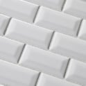 Shapes Mini Metro Bevelled Gloss White 30cm x 30cm (2.3cm x 4.8cm) Mosaic Tile
