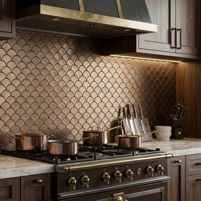 Shell Matt Gold 25.9cm x 27.3cm (7.3cm x 7.3cm) Mosaic Tile