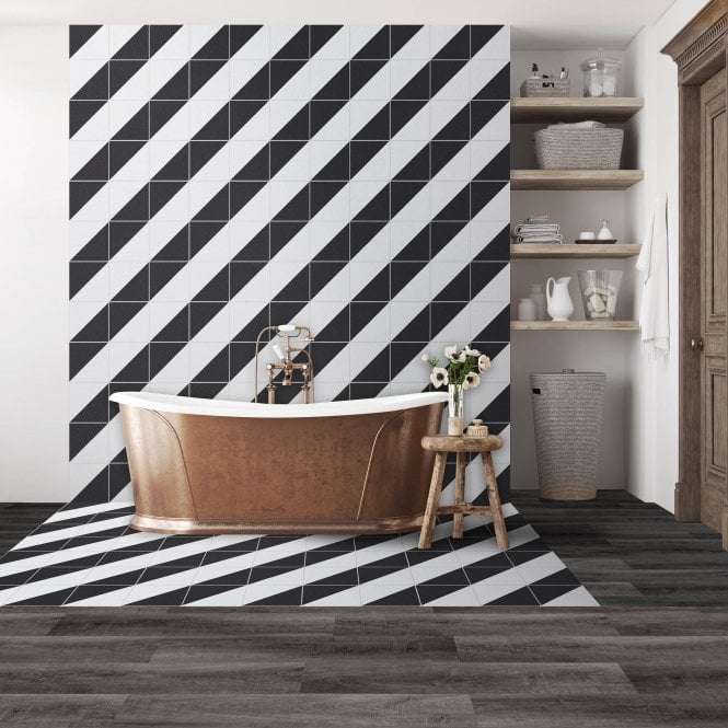 Siena Diamond Black 20cm x 20cm Wall & Floor Tile