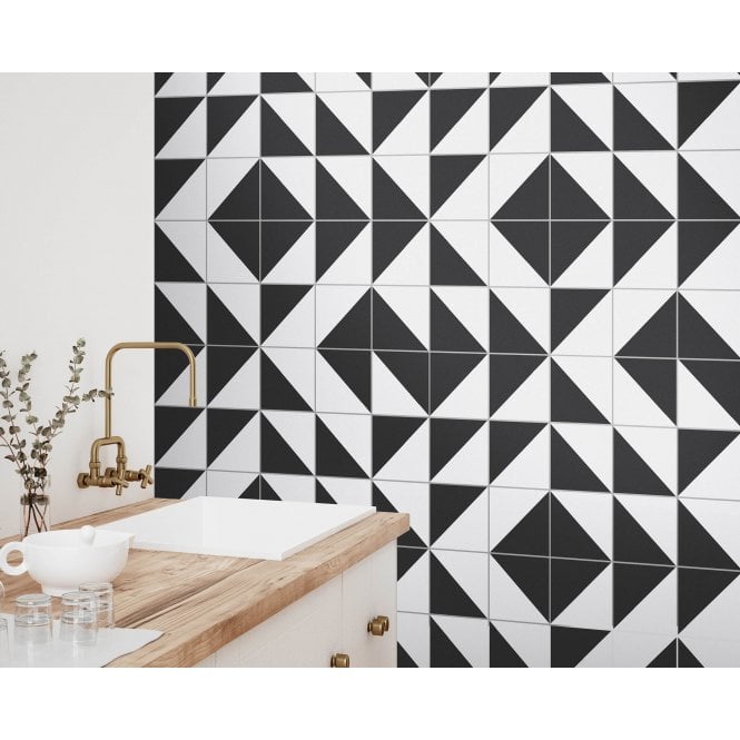 Siena Diamond Black 20cm x 20cm Wall & Floor Tile