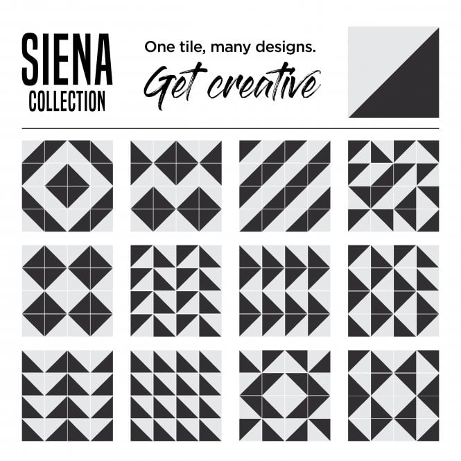 Siena Diamond Black 20cm x 20cm Wall & Floor Tile