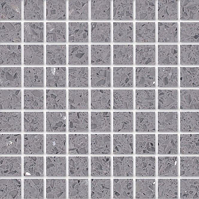 Gulfstone Silver Grey Quartz Mosaic (4.8cm x 4.8cm) 30cm x 30cm Wall Tile