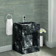 Sintered Stone Black Marble Dual-Level Wudu Basin, Tap and Fittings