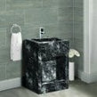 Sintered Stone Black Marble Dual-Level Wudu Basin, Tap and Fittings