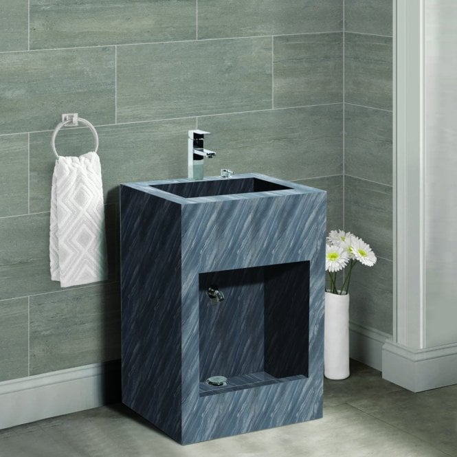 Sintered Stone Lava Grey Marble Dual-Level Wudu Basin, Tap and Fittings