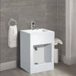 Sintered Stone White Dual-Level Wudu Basin, Tap and Fittings