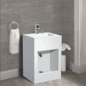 Sintered Stone White Dual-Level Wudu Basin, Tap and Fittings
