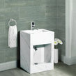 Sintered Stone White Marble Dual-Level Wudu Basin, Tap and Fittings