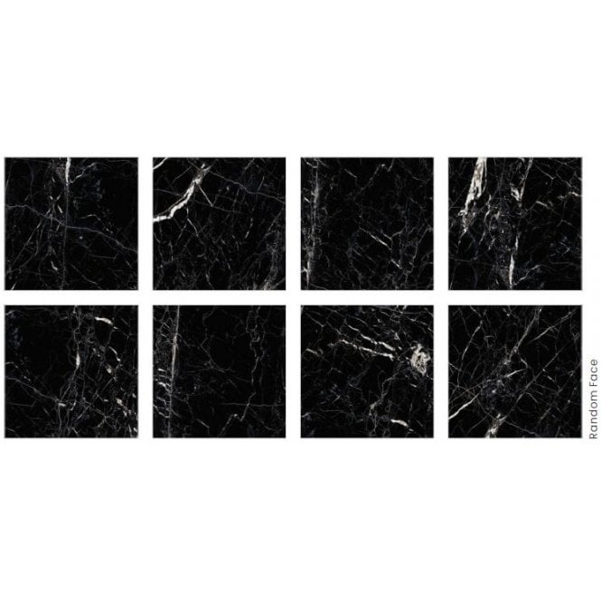 Sky Black Marble Effect Polished Porcelain 60cm x 60cm Wall & Floor Tile