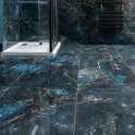 Sky Blue Marble Effect Polished Porcelain 60cm x 60cm Wall and Floor Tile
