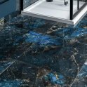 Sky Blue Marble Effect Polished Porcelain 60cm x 60cm Wall and Floor Tile