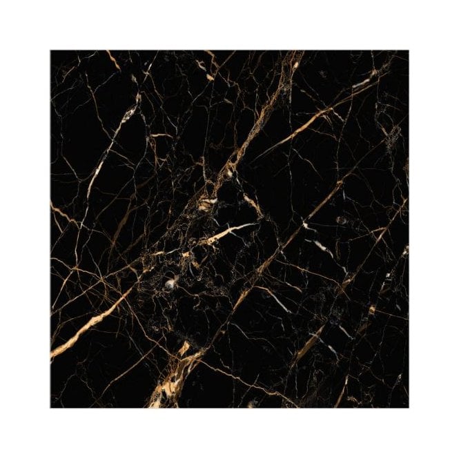 Sky Golden Black Marble Effect Polished Porcelain 60cm x 60cm Wall & Floor Tile