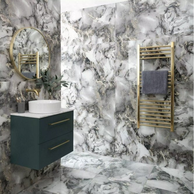 Sky Grey Marble Effect Polished Porcelain 60cm x 120cm Wall and Floor Tile