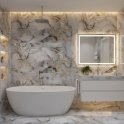 Sky White Marble Effect Polished Porcelain 60cm x 120cm Wall and Floor Tile