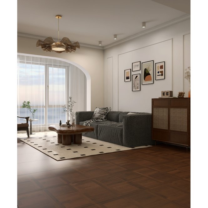Slat Parquet Walnut Wall & Floor Tile 60cm x 120cm