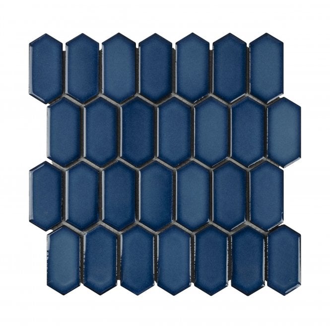 Slim-Hex Crystal Blue (7.5cm x 3.8cm) 28.8cm x 29cm Mosaic Tile