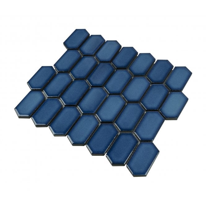 Slim-Hex Crystal Blue (7.5cm x 3.8cm) 28.8cm x 29cm Mosaic Tile