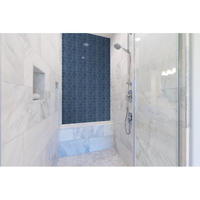 Slim-Hex Crystal Blue (7.5cm x 3.8cm) 28.8cm x 29cm Mosaic Tile