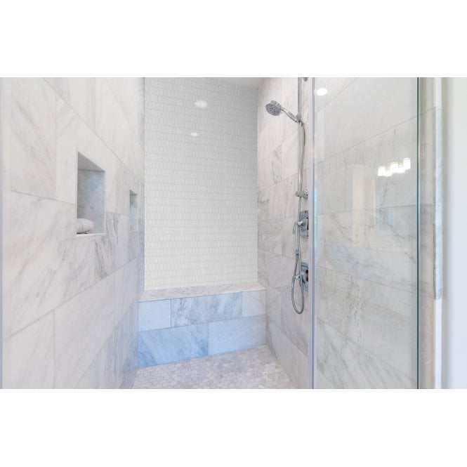 Slim-Hex Crystal White Matt (7.5cm x 3.8cm) 28.8cm x 29cm Mosaic Tile