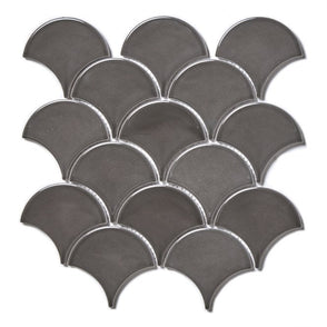 Smokey Grey Gloss 27.3cm x 25.9cm Fan Mosaic Tile