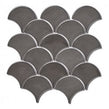 Smokey Grey Gloss 27.3cm x 25.9cm Fan Mosaic Tile