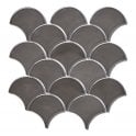 Smokey Grey Gloss 27.3cm x 25.9cm Fan Mosaic Tile
