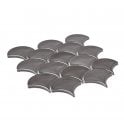 Smokey Grey Gloss 27.3cm x 25.9cm Fan Mosaic Tile