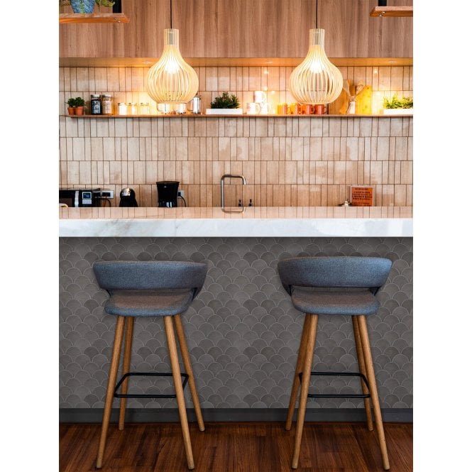 Smokey Grey Gloss 27.3cm x 25.9cm Fan Mosaic Tile
