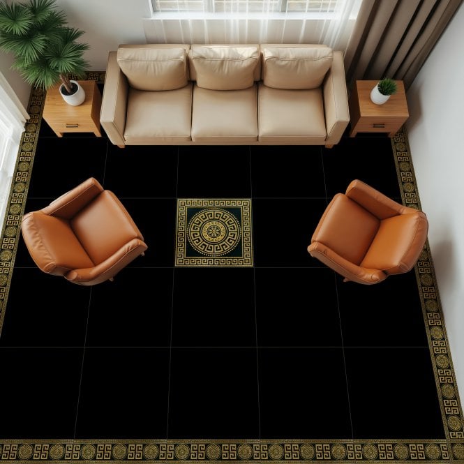 Solene Gold Key Decor 60cm x 60cm Wall and Floor Tile