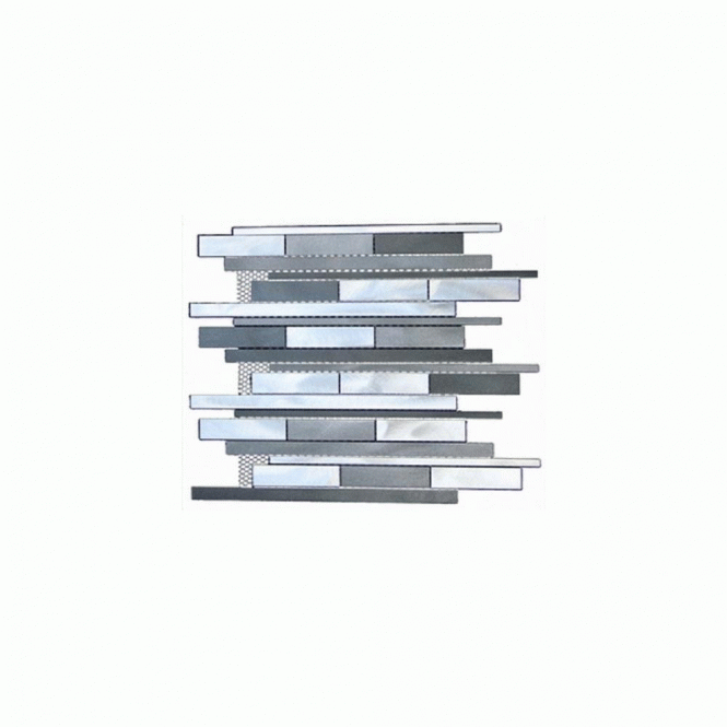 Somer Tile Fuse Linear Interlocking Aluminium and Glass Mix 28cm x 32cm Mosaic