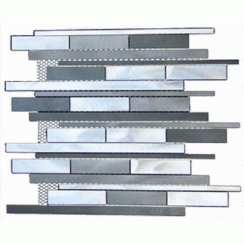 Somer Tile Fuse Linear Interlocking Aluminium and Glass Mix 28cm x 32cm Mosaic