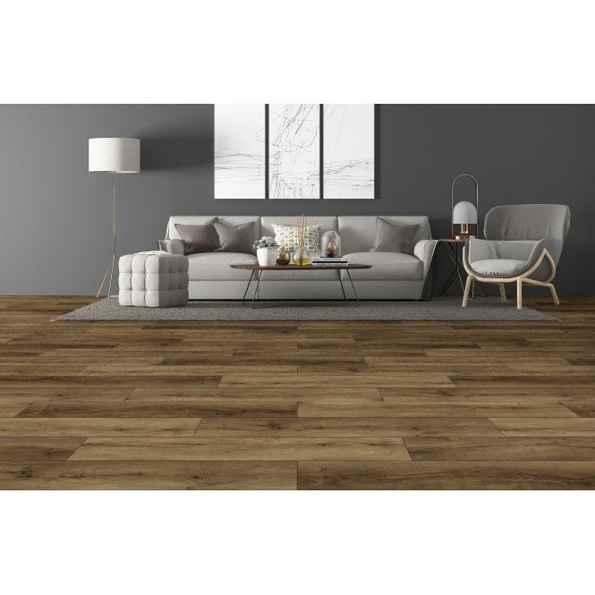 SPC Vinyl Bourbon Oak Wood Effect 18.3cm x 122cm x 5mm (2.23 Sq/M Per Pack)