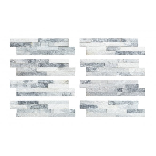 Splitface White Grey 10cm x 36cm Wall Tile