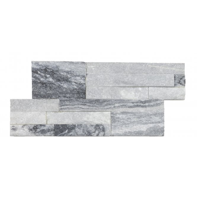 Splitface White Grey 18cm x 35cm Wall Tile