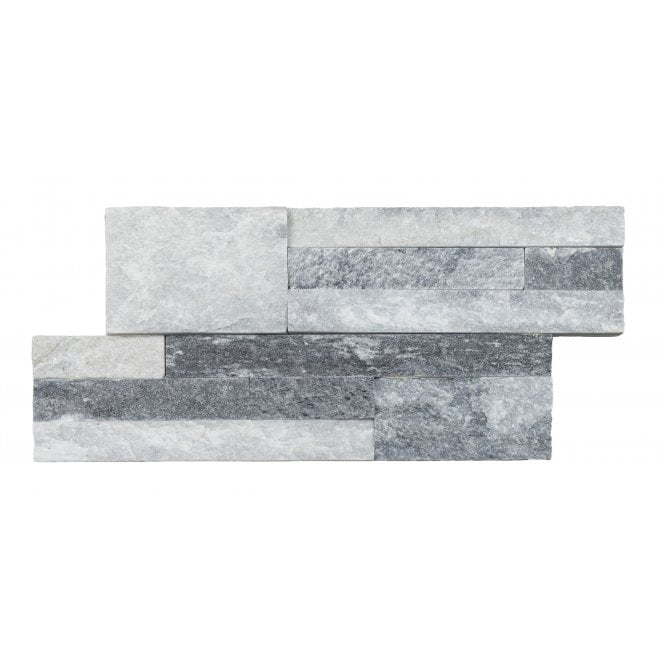 Splitface White Grey 18cm x 35cm Wall Tile