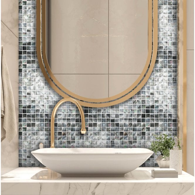 Square Mother Of Pearl Black 2mm (2cm x 2cm) 30.5cm x 30.5cm Mosaic Tile