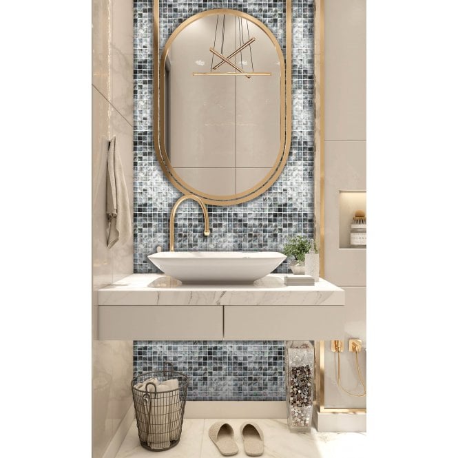 Square Mother Of Pearl Black 2mm (2cm x 2cm) 30.5cm x 30.5cm Mosaic Tile