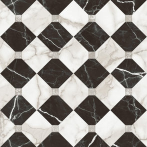 St Julian Black and White Marble Effect 45cm x 45cm Wall and Floor Tile