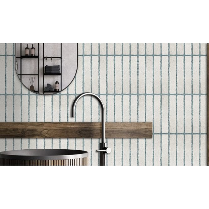Starlight Blue Gloss Deco Ceramic Indoor Wall tile 5cm x 25cm