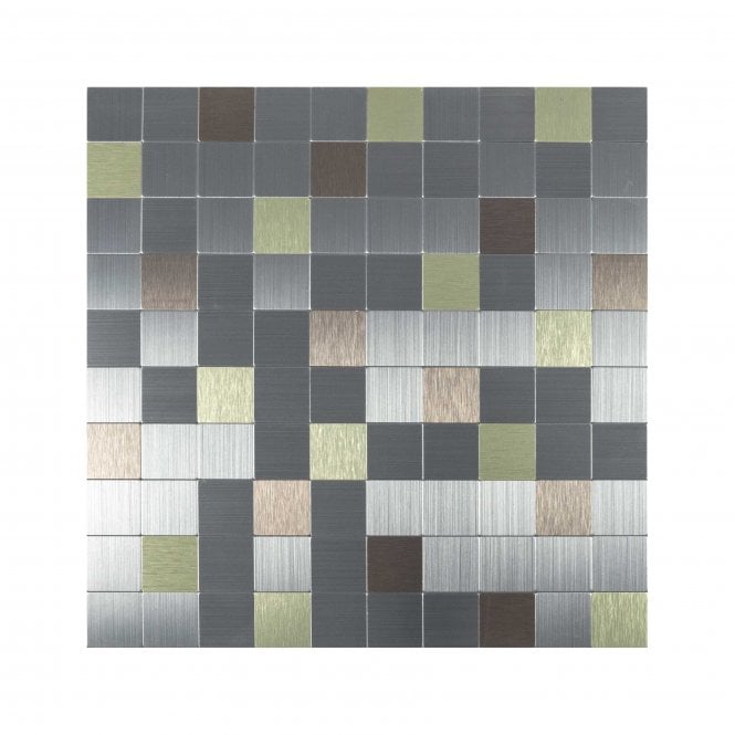Steel Mix Mosaic 30cm x 30cm Peel & Stick Mosaic Tile