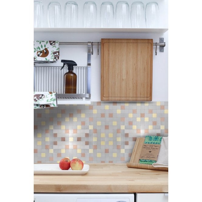 Steel Mix Mosaic 30cm x 30cm Peel & Stick Mosaic Tile