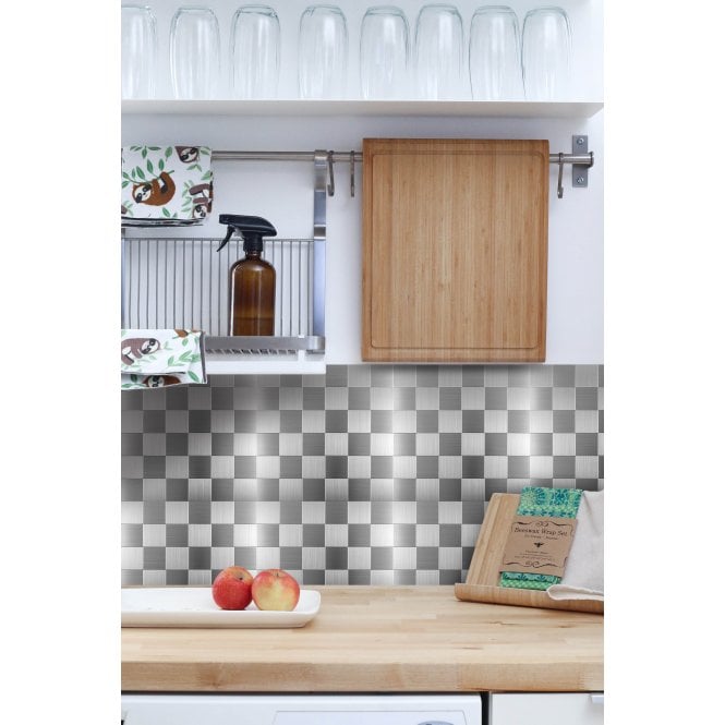 Steel Square 30cm x 30cm Peel & Stick Mosaic Tile