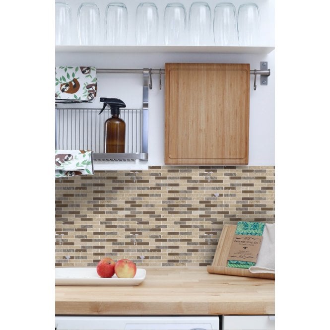StoneBrick Beige 30cm x 30cm Peel & Stick Mosaic Tile