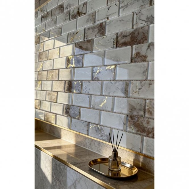 Stonebrick Gold 30cm x 30cm Mosaic Tile