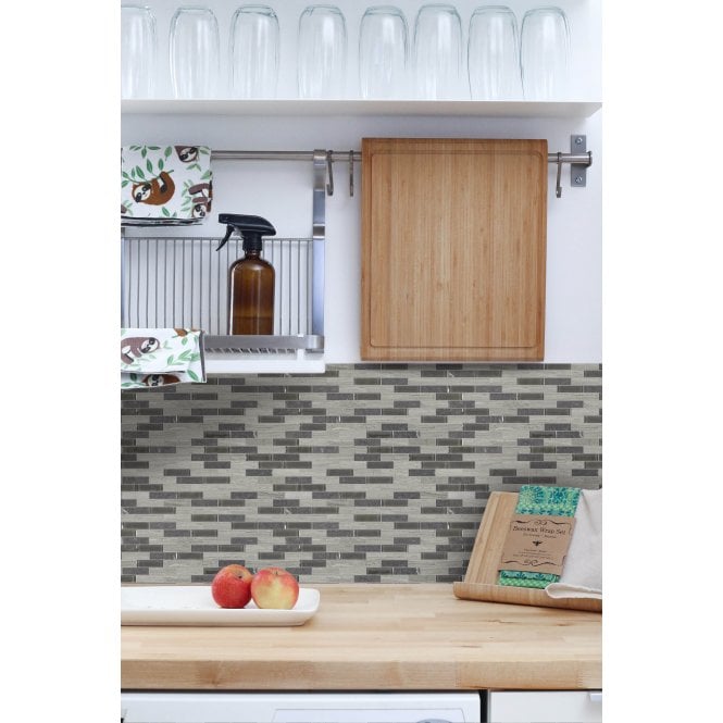 Stonebrick Grey 30cm x 30cm Peel & Stick Mosaic Tile