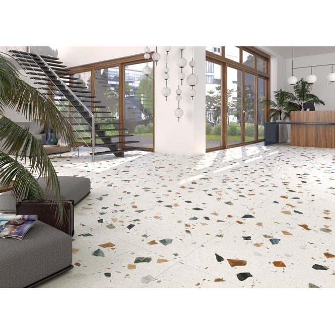 Stracciatella Ivory Terrazzo Mix 75cm x 75cm Wall & Floor Tile
