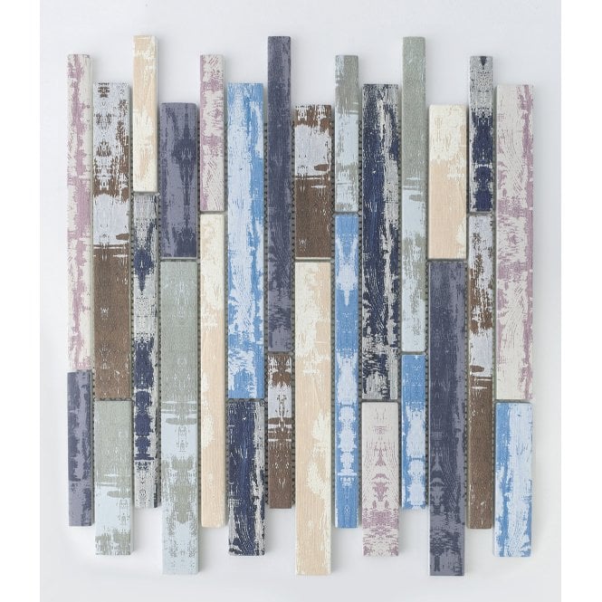Summer Wood Interlocking Aluminium and Glass Mix (2.4cm x 9.8cm) 30cm x 30cm Mosaic